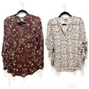 Bundle Vince Camuto ruffle Floral  - roll tab sleeves SOHO‎ blouses Large